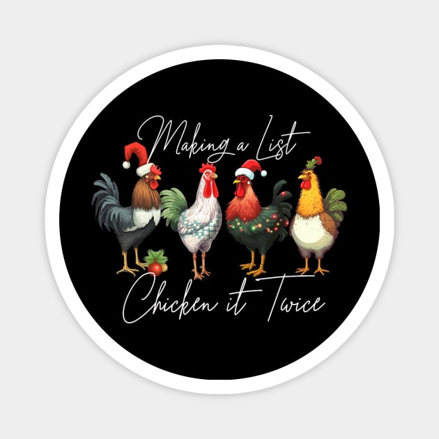 Christmas Chicken Lover Xmas Santa Hat Funny Farm Magnet by nadenescarpellos